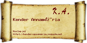 Kender Annamária névjegykártya