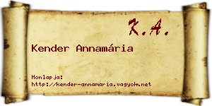 Kender Annamária névjegykártya